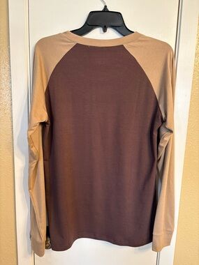 Brown and Tan Long Sleeve Knit Tunic